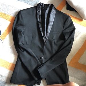 Zara Black Skinny Tuxedo Blazer